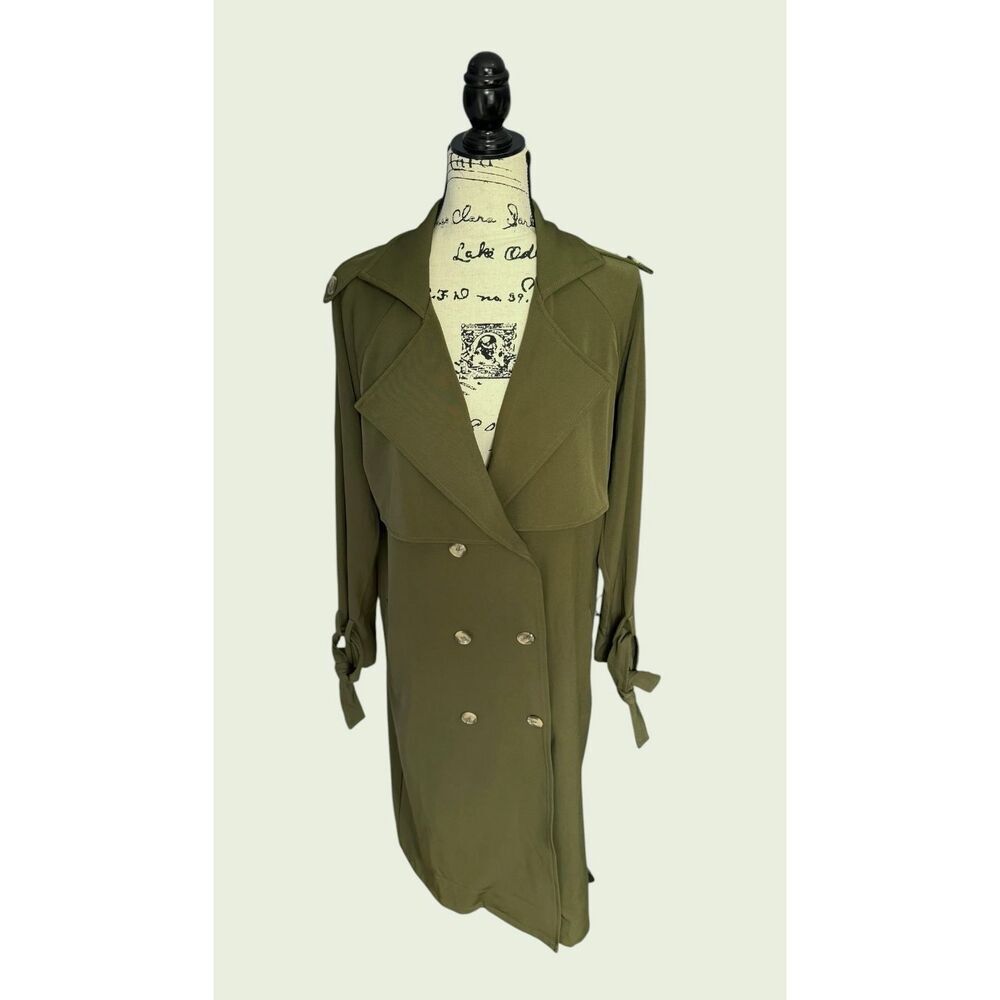 Princess Polly Olive Green Trench Coat Double Breasted Duster Jacket Size 4